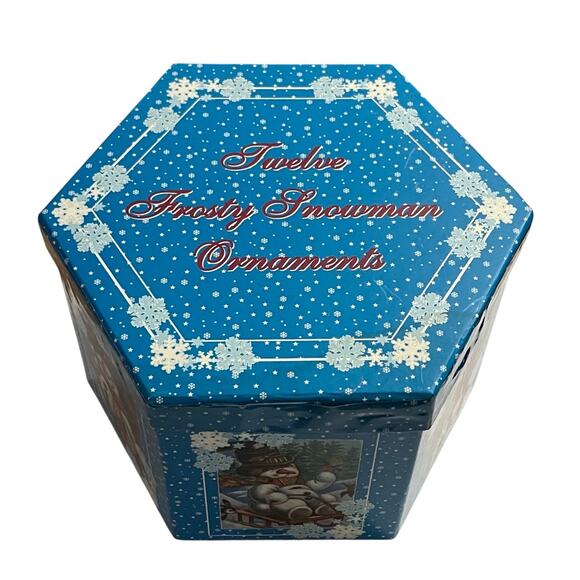 12 Victorian Frosty the Snowman 10" Christmas Ornaments Paper Mache Decoupage - Picture 7 of 7